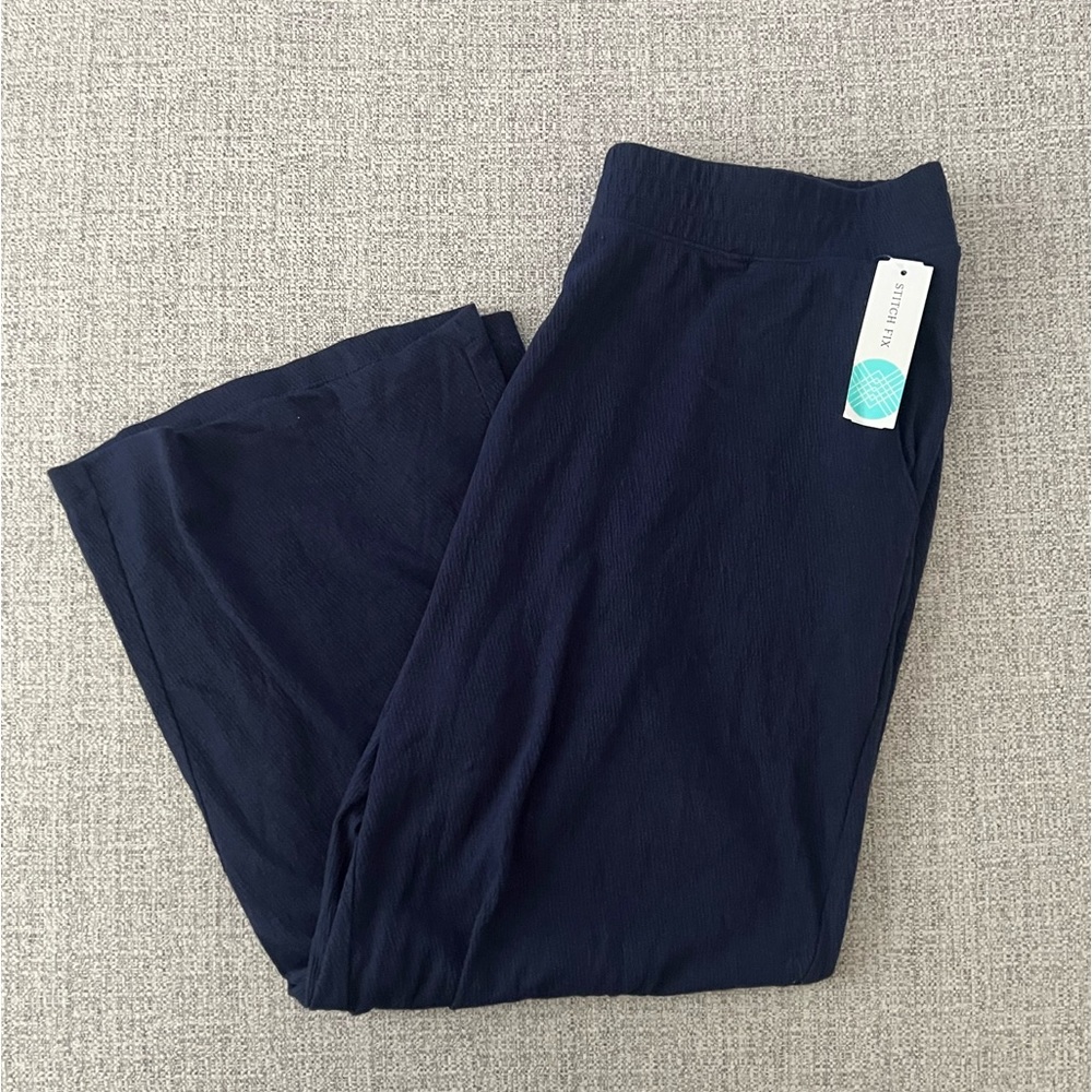 Threads 4 Thought Ivanna Smocked Jersey Wide Leg Capri Pant, Navy - XL